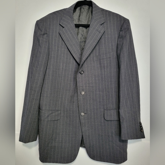 Ermenegildo Zegna High Perfomance Pinstripe Wool Blazer Grey Size 52R - Picture 1 of 16